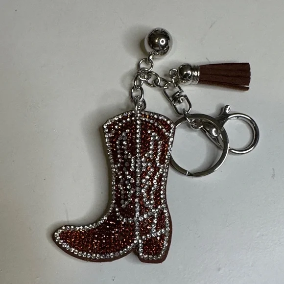 Brown Rhinestone Boot Keychain - Picture 1 of 2